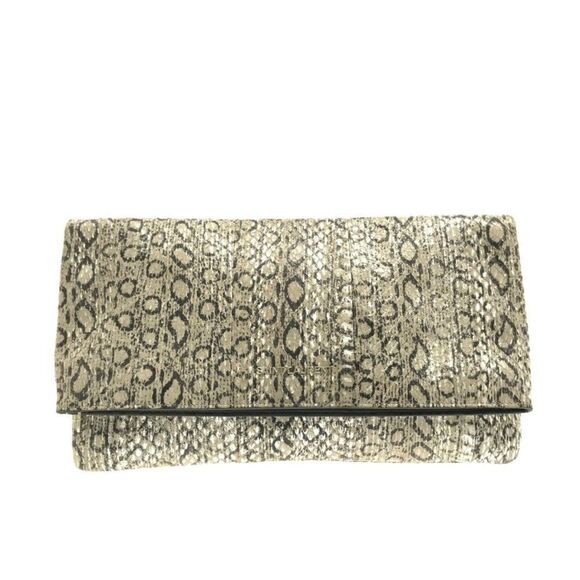 SAINT LAURENT PARIS 328193 Light gray Dark Navy Silver Leather Clutch Bag - Picture 1 of 12